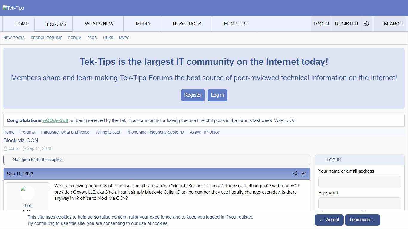 Block via OCN Tek-Tips